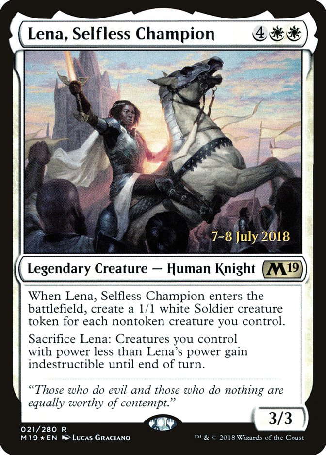 Lena, Selfless Champion [Core Set 2019 Prerelease Promos] | Boutique FDB TCG