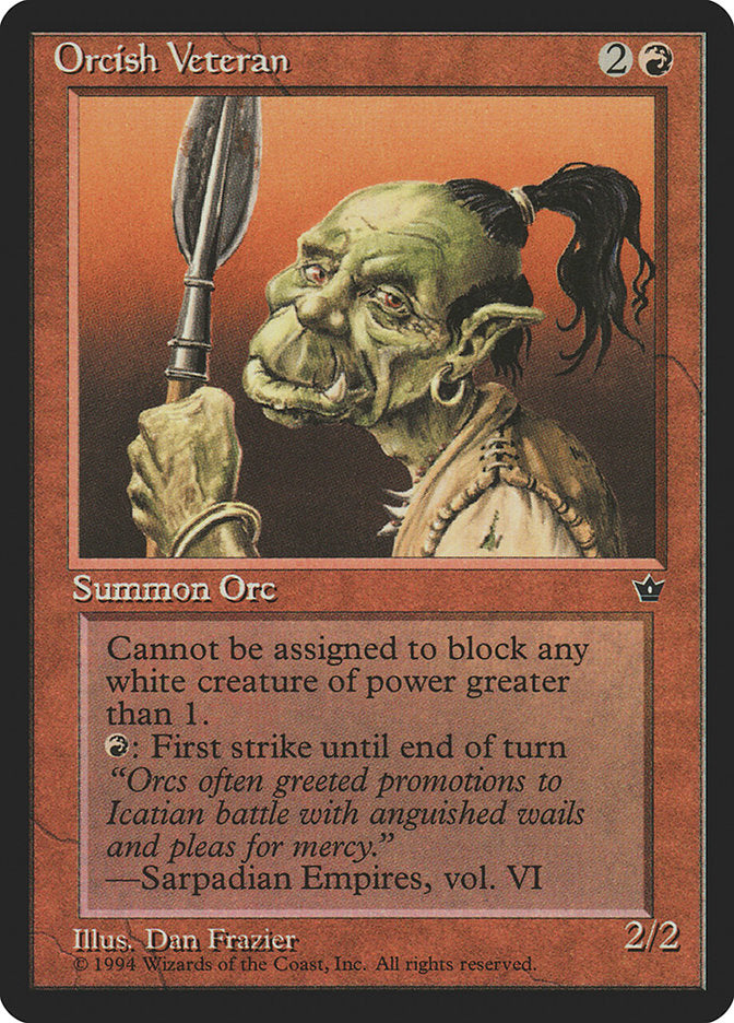 Orcish Veteran (Dan Frazier) [Fallen Empires] | Boutique FDB TCG