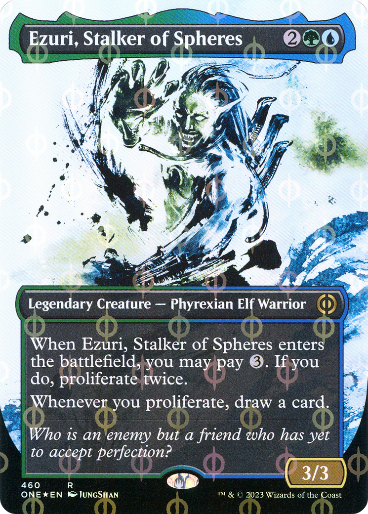 Ezuri, Stalker of Spheres (Borderless Ichor Step-and-Compleat Foil) [Phyrexia: All Will Be One] | Boutique FDB TCG