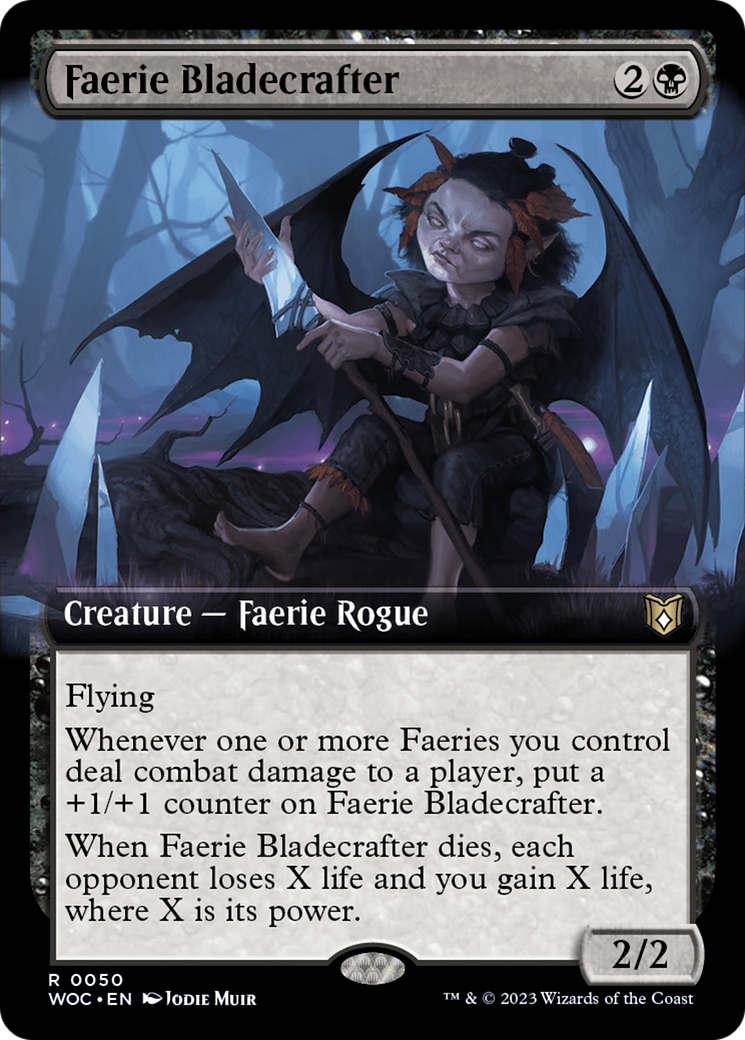 Faerie Bladecrafter (Extended Art) [Wilds of Eldraine Commander] | Boutique FDB TCG