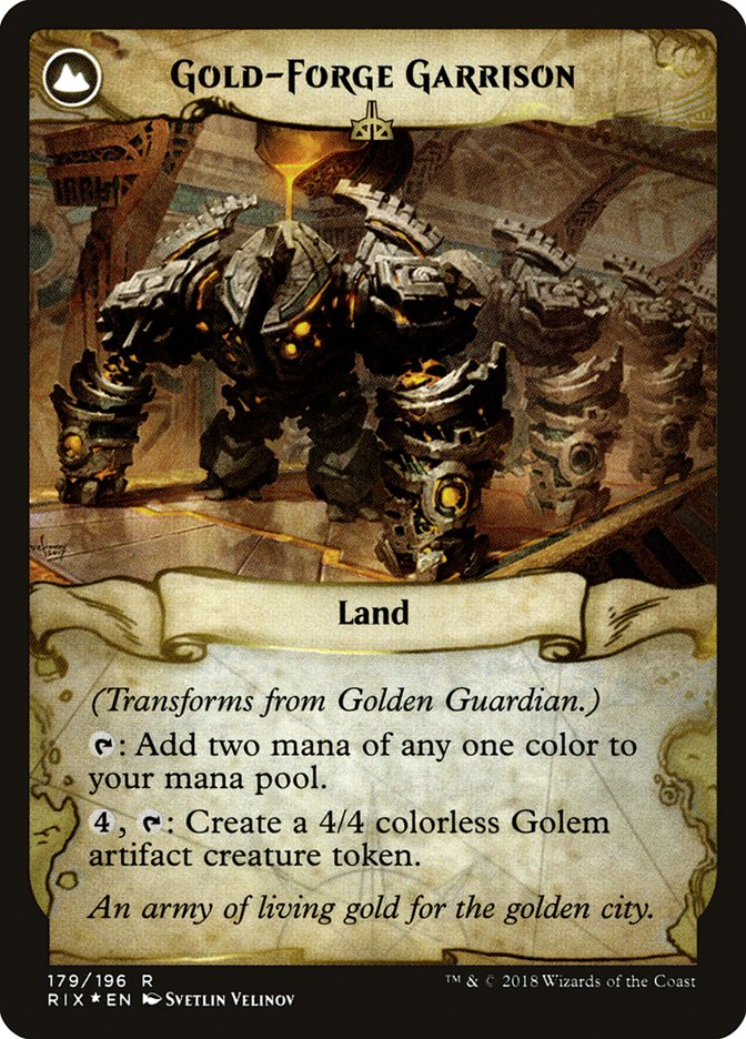 Golden Guardian // Gold-Forge Garrison [Rivals of Ixalan Prerelease Promos] | Boutique FDB TCG