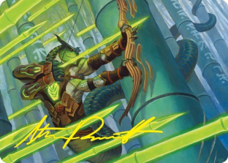 Bamboo Grove Archer Art Card (Gold-Stamped Signature) [Kamigawa: Neon Dynasty Art Series] | Boutique FDB TCG