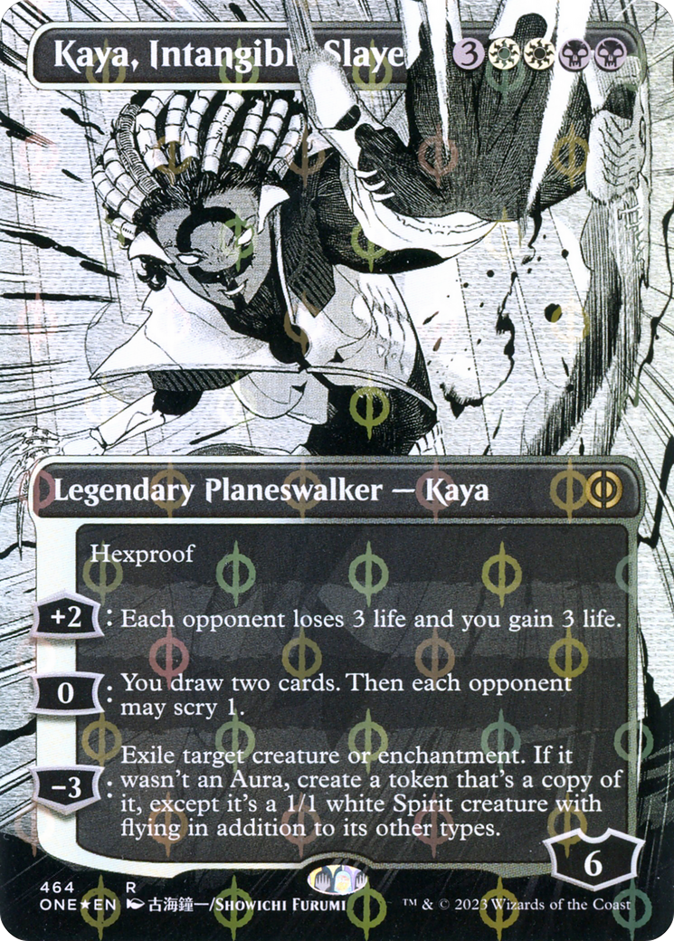 Kaya, Intangible Slayer (Borderless Manga Step-and-Compleat Foil) [Phyrexia: All Will Be One] | Boutique FDB TCG