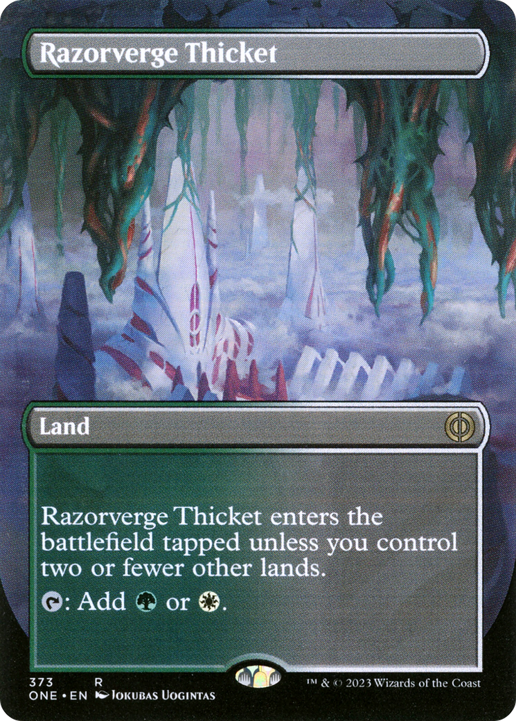 Razorverge Thicket (Borderless Alternate Art) [Phyrexia: All Will Be One] | Boutique FDB TCG