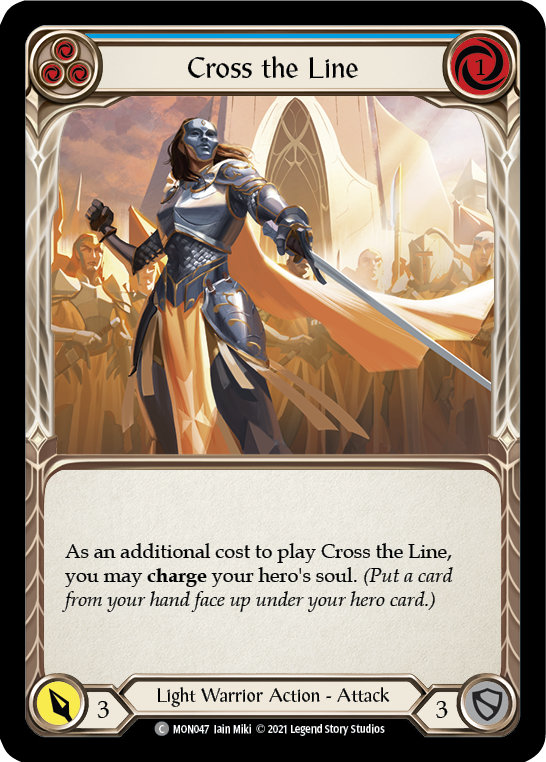 Cross the Line (Blue) [MON047-RF] (Monarch)  1st Edition Rainbow Foil | Boutique FDB TCG