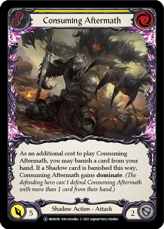 Consuming Aftermath (Yellow) [U-MON196-RF] (Monarch Unlimited)  Unlimited Rainbow Foil | Boutique FDB TCG