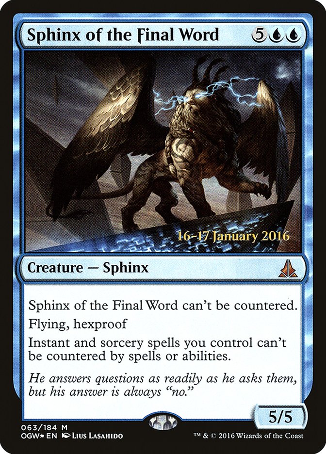 Sphinx of the Final Word [Oath of the Gatewatch Prerelease Promos] | Boutique FDB TCG