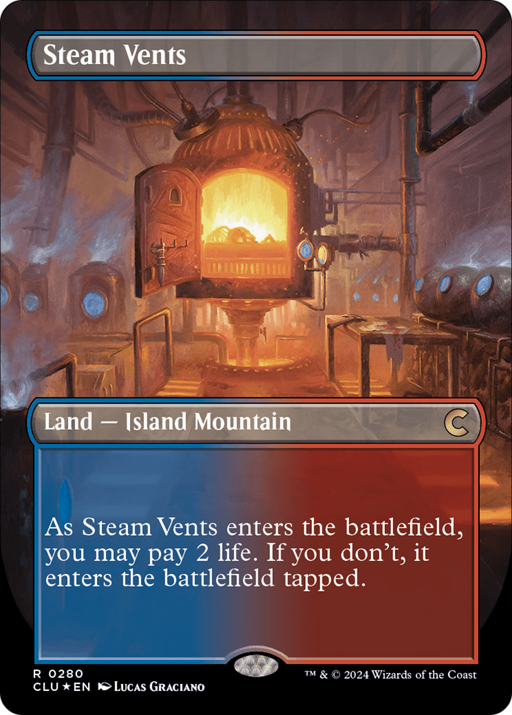 Steam Vents (Borderless) [Ravnica: Clue Edition] | Boutique FDB TCG