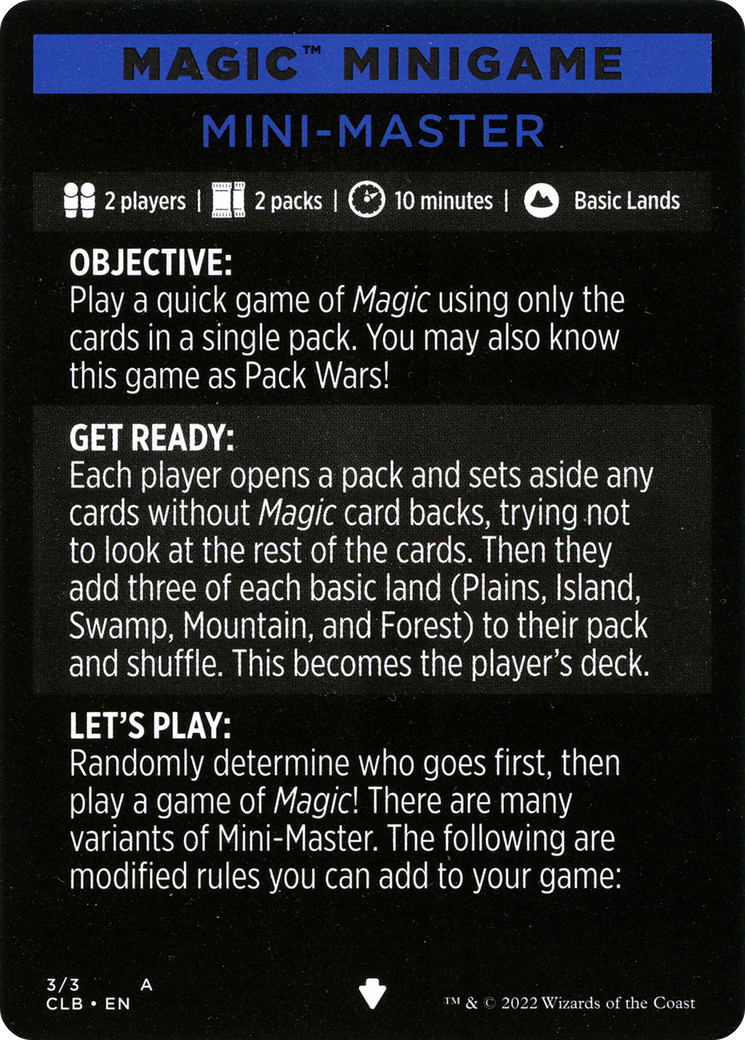 Mini-Master (Magic Minigame) [Commander Legends: Battle for Baldur's Gate Minigame] | Boutique FDB TCG