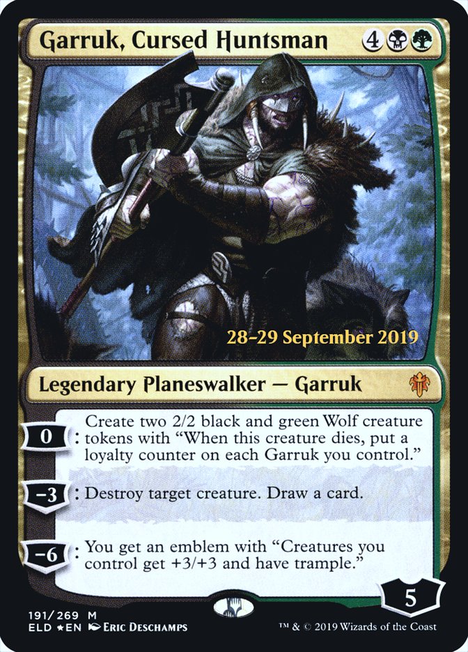 Garruk, Cursed Huntsman [Throne of Eldraine Prerelease Promos] | Boutique FDB TCG