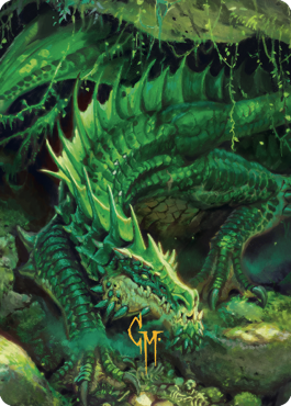 Lurking Green Dragon Art Card (Gold-Stamped Signature) [Commander Legends: Battle for Baldur's Gate Art Series] | Boutique FDB TCG