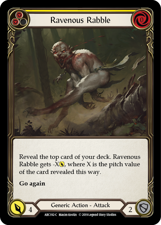 Ravenous Rabble (Yellow) [ARC192-C] (Arcane Rising)  1st Edition Rainbow Foil | Boutique FDB TCG