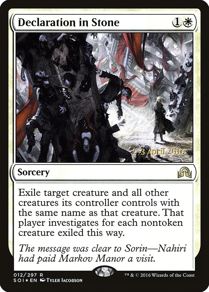 Declaration in Stone [Shadows over Innistrad Prerelease Promos] | Boutique FDB TCG