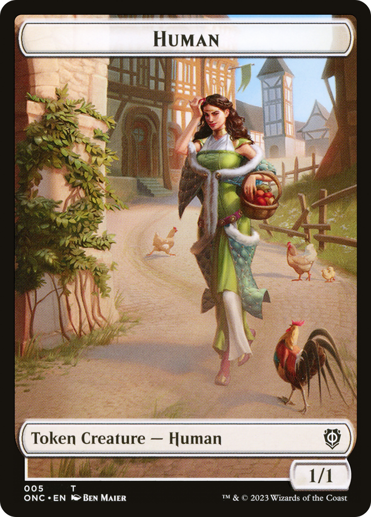 Human // Spirit Double-Sided Token [Phyrexia: All Will Be One Commander Tokens] | Boutique FDB TCG