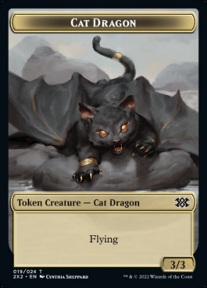 Cat Dragon // Soldier Double-Sided Token [Double Masters 2022 Tokens] | Boutique FDB TCG