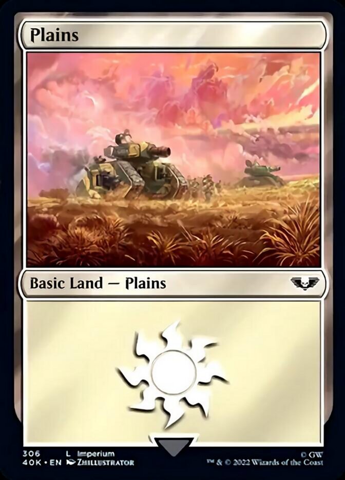 Plains (306) (Surge Foil) [Warhammer 40,000] | Boutique FDB TCG