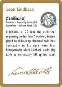 1996 Leon Lindback Biography Card [World Championship Decks] | Boutique FDB TCG