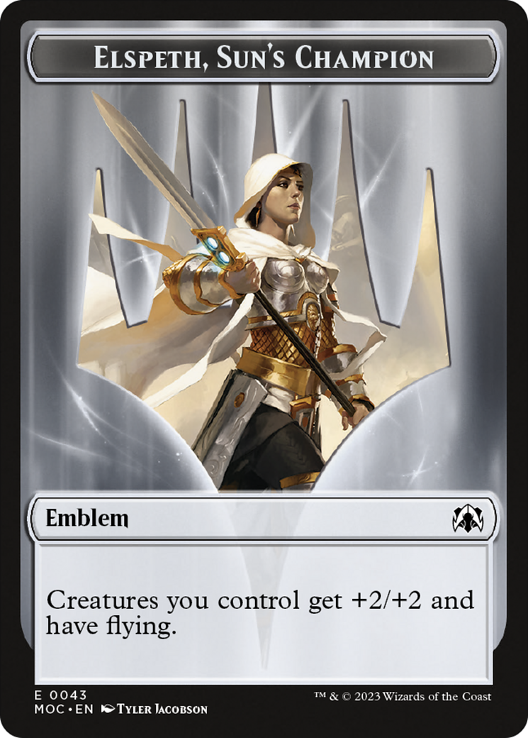Warrior // Elspeth, Sun's Champion Emblem Double-Sided Token [March of the Machine Commander Tokens] | Boutique FDB TCG