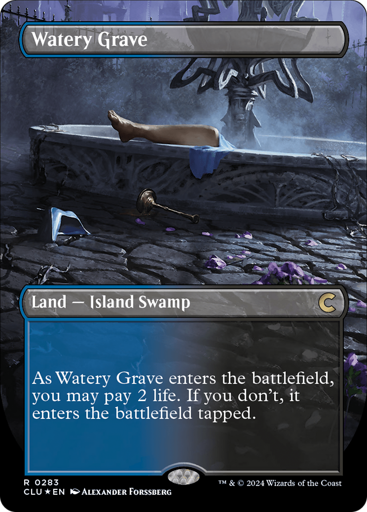 Watery Grave (Borderless) [Ravnica: Clue Edition] | Boutique FDB TCG
