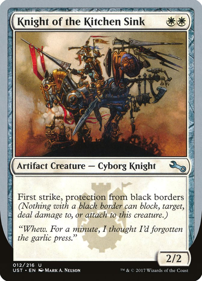 Knight of the Kitchen Sink ("protection from black border") [Unstable] | Boutique FDB TCG