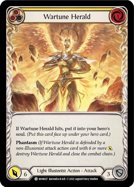 Wartune Herald (Yellow) [MON027-RF] (Monarch)  1st Edition Rainbow Foil | Boutique FDB TCG