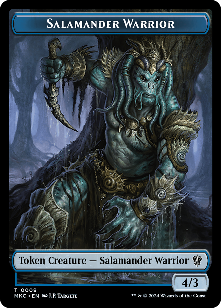 Salamander Warrior // Zombie Double-Sided Token [Murders at Karlov Manor Commander Tokens] | Boutique FDB TCG