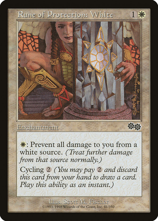 Rune of Protection: White [Urza's Saga] | Boutique FDB TCG