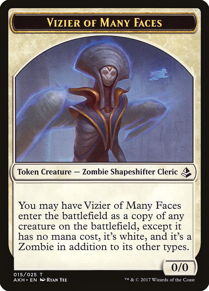 Vizier of Many Faces // Zombie Double-Sided Token [Amonkhet Tokens] | Boutique FDB TCG