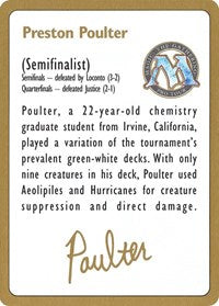 1996 Preston Poulter Biography Card [World Championship Decks] | Boutique FDB TCG