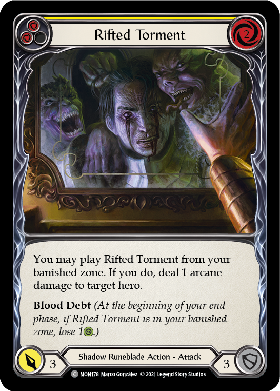 Rifted Torment (Yellow) [MON178-RF] (Monarch)  1st Edition Rainbow Foil | Boutique FDB TCG