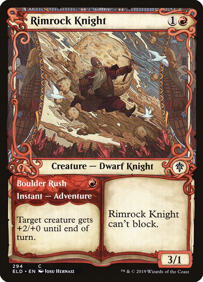 Rimrock Knight // Boulder Rush (Showcase) [Throne of Eldraine] | Boutique FDB TCG