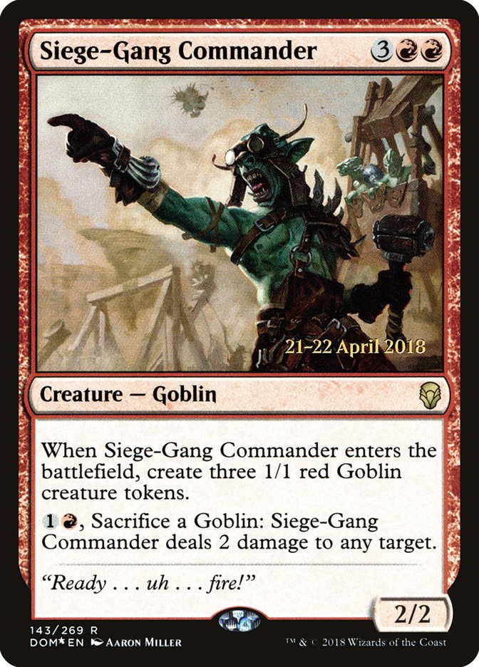 Siege-Gang Commander [Dominaria Prerelease Promos] | Boutique FDB TCG