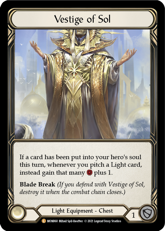 Vestige of Sol [MON060-CF] (Monarch)  1st Edition Cold Foil | Boutique FDB TCG