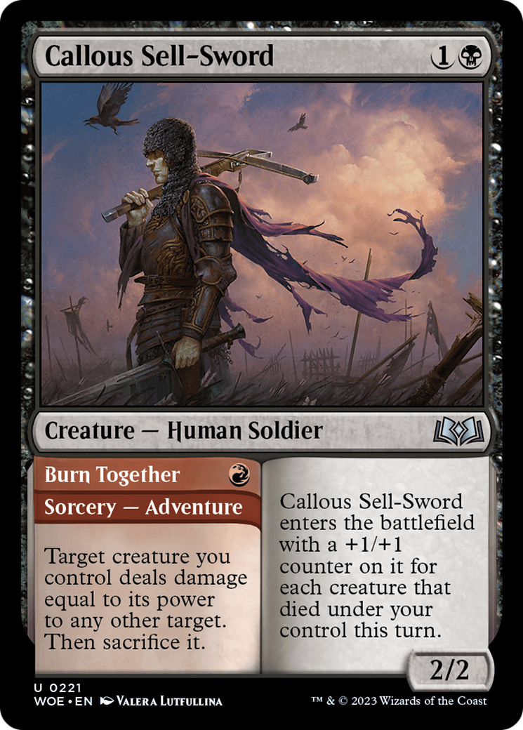 Callous Sell-Sword // Burn Together [Wilds of Eldraine] | Boutique FDB TCG