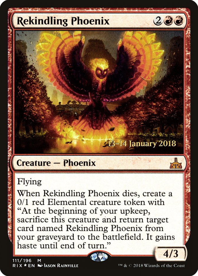 Rekindling Phoenix [Rivals of Ixalan Prerelease Promos] | Boutique FDB TCG