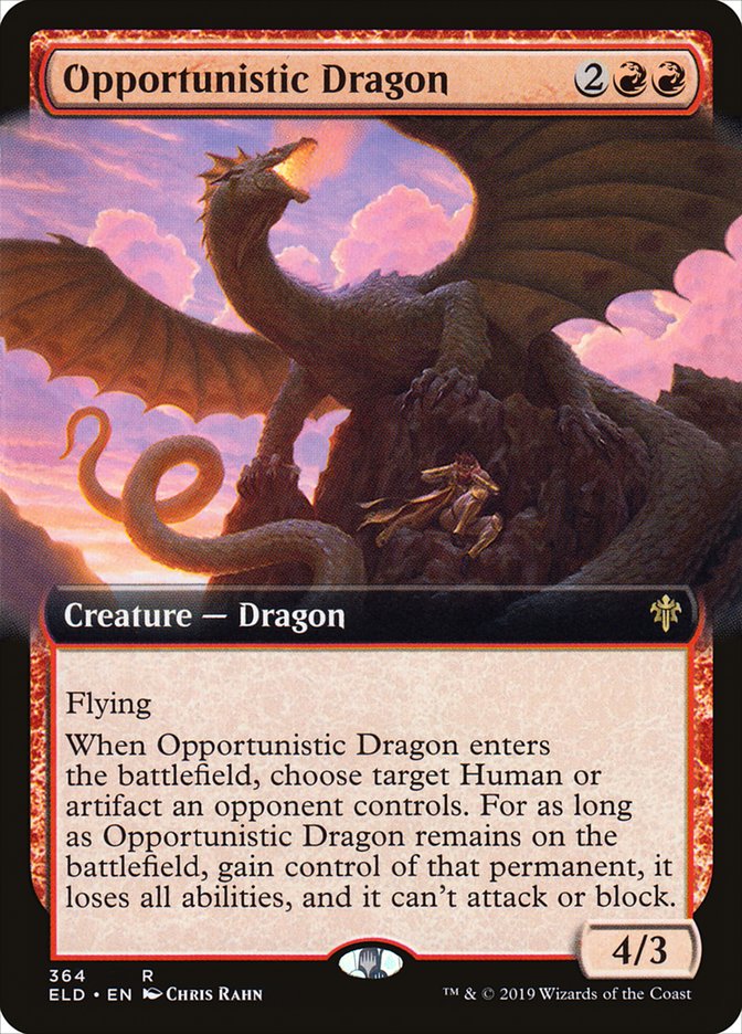 Opportunistic Dragon (Extended Art) [Throne of Eldraine] | Boutique FDB TCG