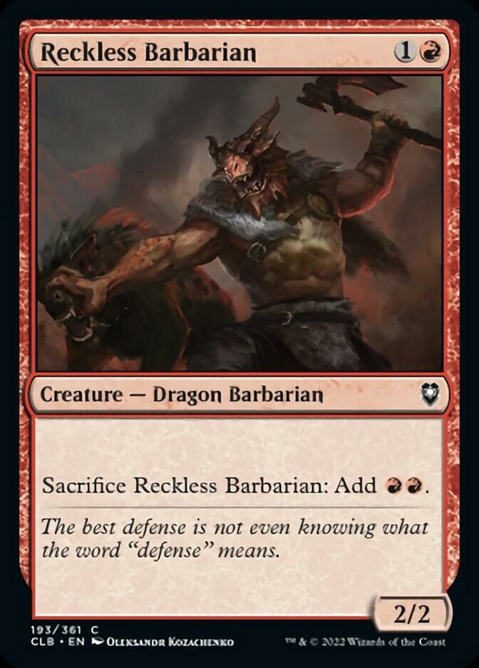 Reckless Barbarian [Commander Legends: Battle for Baldur's Gate] | Boutique FDB TCG
