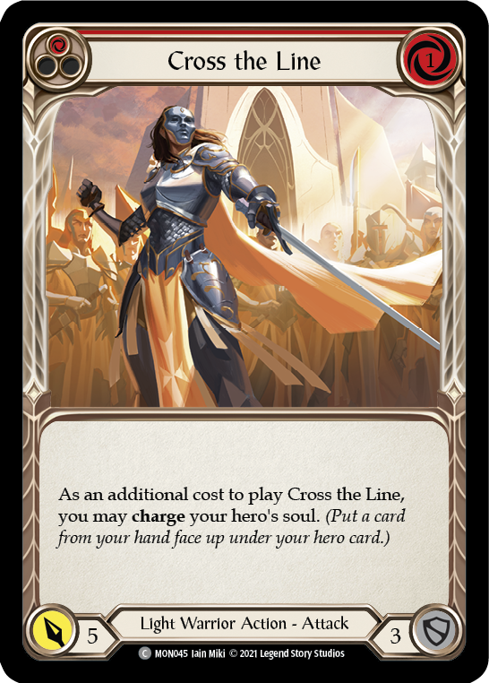 Cross the Line (Red) [MON045-RF] (Monarch)  1st Edition Rainbow Foil | Boutique FDB TCG