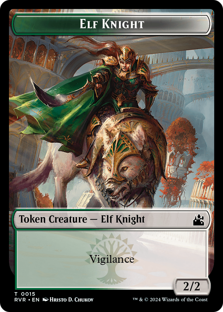 Elf Knight // Angel (0003) Double-Sided Token [Ravnica Remastered Tokens] | Boutique FDB TCG