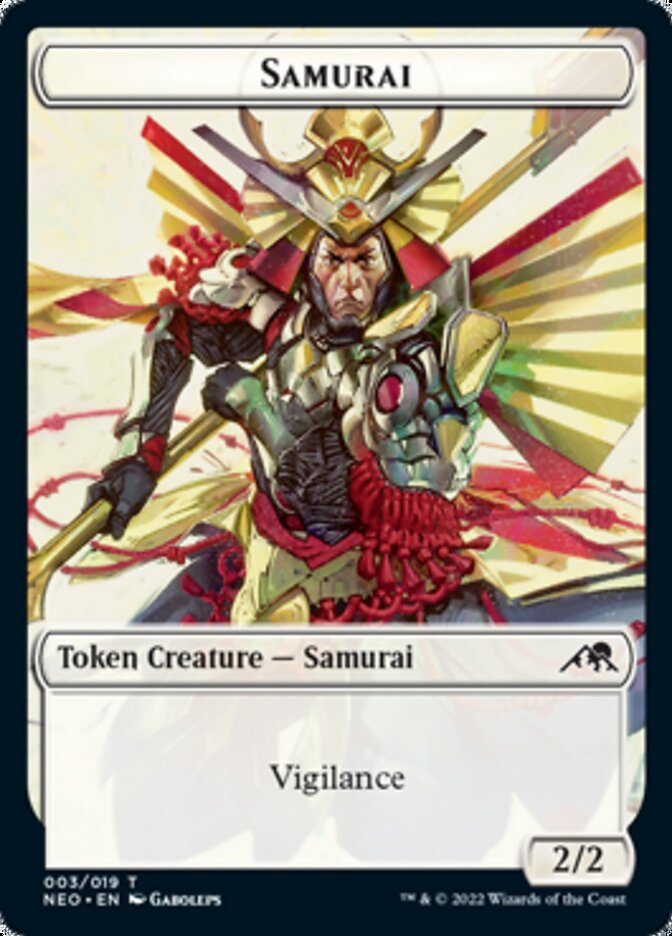 Samurai // Tezzeret, Betrayer of Flesh Emblem Double-Sided Token [Kamigawa: Neon Dynasty Tokens] | Boutique FDB TCG