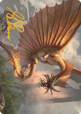 Ancient Gold Dragon Art Card (28) (Gold-Stamped Signature) [Commander Legends: Battle for Baldur's Gate Art Series] | Boutique FDB TCG