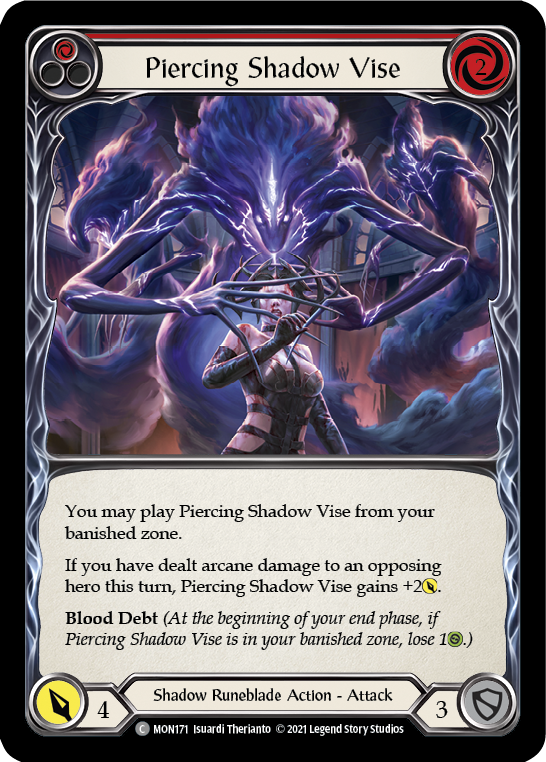 Piercing Shadow Vise (Red) [MON171-RF] (Monarch)  1st Edition Rainbow Foil | Boutique FDB TCG