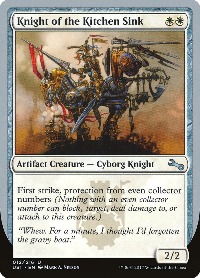 Knight of the Kitchen Sink ("protection from even collector numbers") [Unstable] | Boutique FDB TCG
