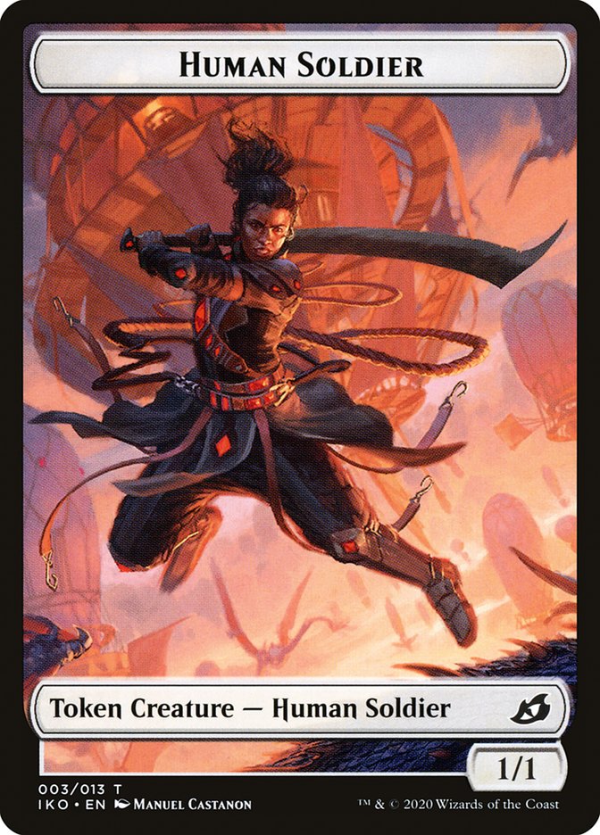 Feather // Human Soldier (003) Double-Sided Token [Ikoria: Lair of Behemoths Tokens] | Boutique FDB TCG