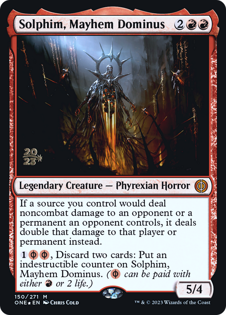 Solphim, Mayhem Dominus [Phyrexia: All Will Be One Prerelease Promos] | Boutique FDB TCG