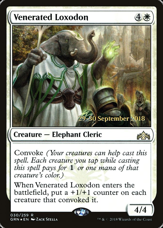 Venerated Loxodon [Guilds of Ravnica Prerelease Promos] | Boutique FDB TCG