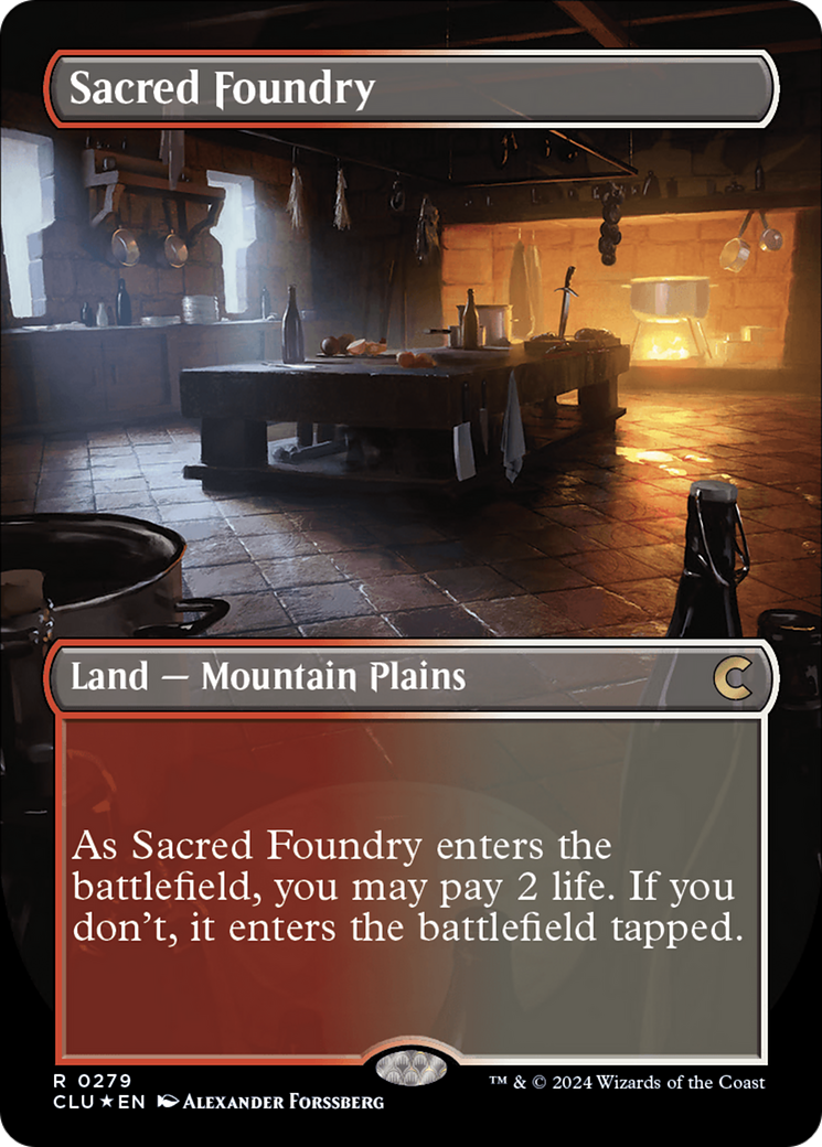 Sacred Foundry (Borderless) [Ravnica: Clue Edition] | Boutique FDB TCG