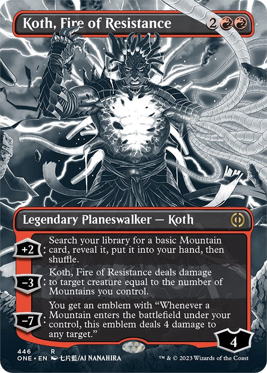 Koth, Fire of Resistance (Borderless Manga Step-and-Compleat Foil) [Phyrexia: All Will Be One] | Boutique FDB TCG