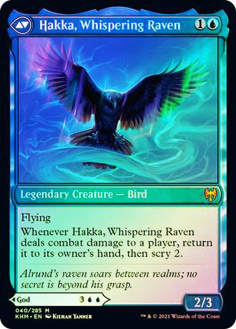 Alrund, God of the Cosmos // Hakka, Whispering Raven [Kaldheim Prerelease Promos] | Boutique FDB TCG