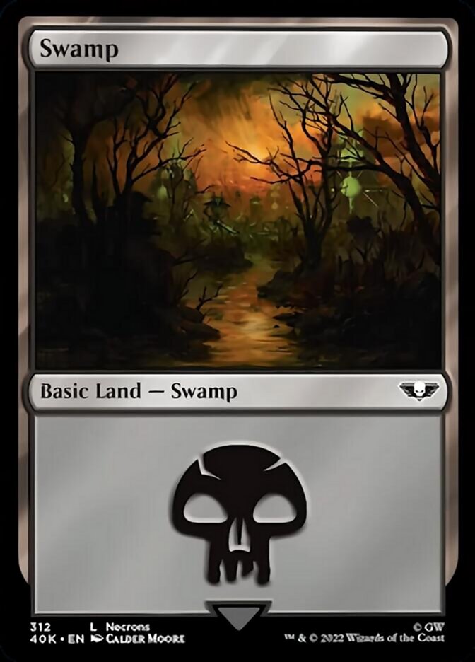 Swamp (312) (Surge Foil) [Warhammer 40,000] | Boutique FDB TCG